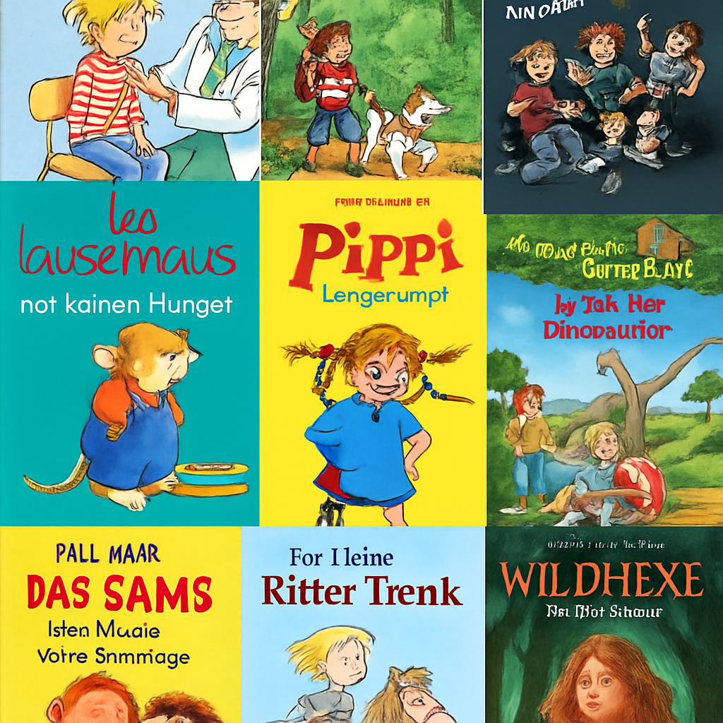 A collage of various children's books, from early readers to young adult novels.
